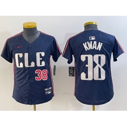 Youth Cleveland Guardians 38 Steven Kwan Navy 2024 City Connect Limited Stitched Baseball Jersey