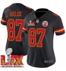 Women Kansas City Chiefs Travis Kelce #87 Black 2024 2025 Super Bowl LIX F U S E Stitched Jersey