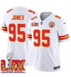 Youth Kansas City Chiefs Chris Jones #95 White 2024 2025 Super Bowl LIX F U S E Stitched Jersey