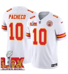 Youth Kansas City Chiefs Isiah Pacheco #10 White 2024 2025 Super Bowl LIX F U S E Stitched Jersey