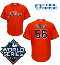 Mens Majestic Houston Astros 56 Hector Rondon Replica Orange Alternate Cool Base Sitched 2019 World Series Patch jersey