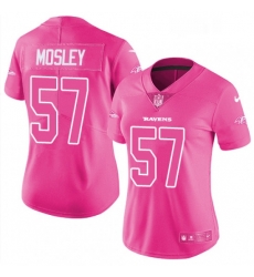 Womens Nike Baltimore Ravens 57 CJ Mosley Limited Pink Rush Fashion NFL Jersey