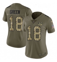 Womens Nike Cincinnati Bengals 18 AJ Green Limited OliveCamo 2017 Salute to Service NFL Jersey