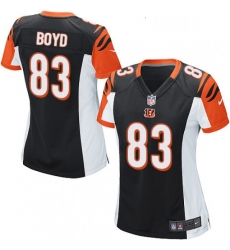 Womens Nike Cincinnati Bengals 83 Tyler Boyd Game Black Team Color NFL Jersey