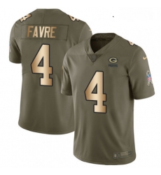 Youth Nike Green Bay Packers 4 Brett Favre Limited OliveGold 2017 Salute to Service NFL Jersey