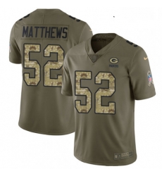 Youth Nike Green Bay Packers 52 Clay Matthews Limited OliveCamo 2017 Salute to Service NFL Jersey