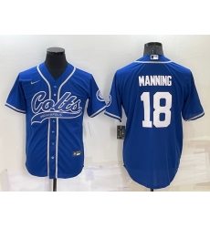 Men Indianapolis Colts 18 Peyton Manning Royal Cool Base Stitched Baseball Jersey