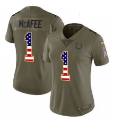 Womens Nike Indianapolis Colts 1 Pat McAfee Limited OliveUSA Flag 2017 Salute to Service NFL Jersey