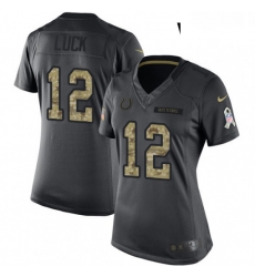 Womens Nike Indianapolis Colts 12 Andrew Luck Limited Black 2016 Salute to Service NFL Jersey