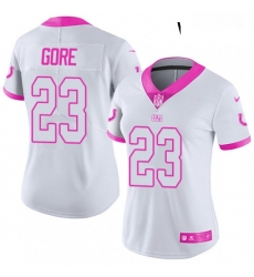 Womens Nike Indianapolis Colts 23 Frank Gore Limited WhitePink Rush Fashion NFL Jersey