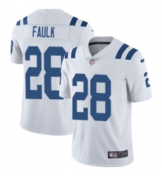 Youth Nike Colts #28 Marshall Faulk White Stitched NFL Vapor Untouchable Limited Jersey