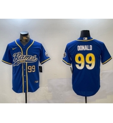 Men Los Angeles Rams 99 Royal Cool Base Stitched Baseball Jersey 1