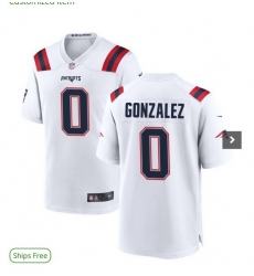 Men New England Patriots 0 Christian Gonzalez White Stitched Vapor Limited Jersey