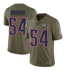 Nike Patriots #54 Tedy Bruschi Olive Mens Stitched NFL Limited 2017 Salute To Service Jersey