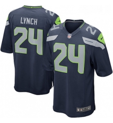 Mens Nike Seattle Seahawks 24 Marshawn Lynch Game Steel Blue Team Color NFL Jersey