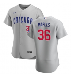 Men Chicago Cubs 36 Dillon Maples Men Nike Gray Road 2020 Flex Base Team Jersey