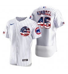 Men Chicago Cubs 46 Craig Kimbrel Men Nike White Fluttering USA Flag Limited Edition Flex Base MLB Jersey