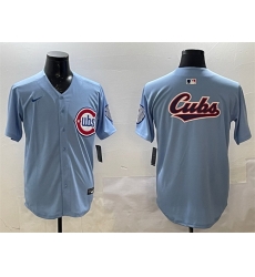 Men Chicago Cubs Team Big Logo Blue 2024 25 2nd Alternate Limited Stitched Baseball Jersey