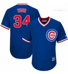 Mens Majestic Chicago Cubs 34 Kerry Wood Replica Royal Blue Cooperstown Cool Base MLB Jersey