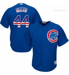 Mens Majestic Chicago Cubs 44 Anthony Rizzo Authentic Royal Blue USA Flag Fashion MLB Jersey