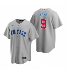 Mens Nike Chicago Cubs 9 Javier Baez Gray Road Stitched Baseball Jerse