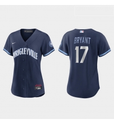 Chicago Cubs 17 Kris Bryant Women Nike 2021 City Connect Navy MLB Jersey