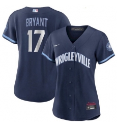 Women's Kris Bryant Cubs Wrigleyville Jersey Navy City Stitched 2021