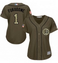 Womens Majestic Chicago Cubs 1 Kosuke Fukudome Replica Green Salute to Service MLB Jersey