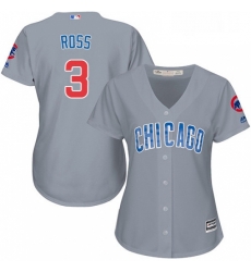 Womens Majestic Chicago Cubs 3 David Ross Replica Grey Road MLB Jersey