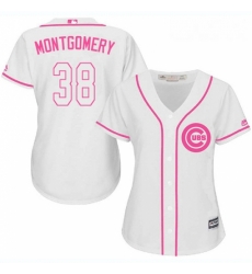 Womens Majestic Chicago Cubs 38 Mike Montgomery Authentic White Fashion MLB Jersey