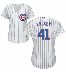 Womens Majestic Chicago Cubs 41 John Lackey Replica White Home Cool Base MLB Jersey