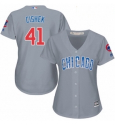 Womens Majestic Chicago Cubs 41 Steve Cishek Replica Grey Road MLB Jersey 