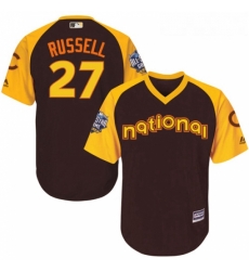 Youth Majestic Chicago Cubs 27 Addison Russell Authentic Brown 2016 All Star National League BP Cool Base MLB Jersey