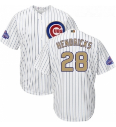 Youth Majestic Chicago Cubs 28 Kyle Hendricks Authentic White 2017 Gold Program Cool Base MLB Jersey