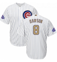 Youth Majestic Chicago Cubs 8 Andre Dawson Authentic White 2017 Gold Program Cool Base MLB Jersey