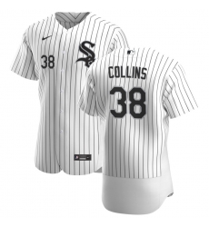 Men Chicago White Sox 38 Zack Collins Men Nike White Home 2020 Flex Base Player MLB Jersey