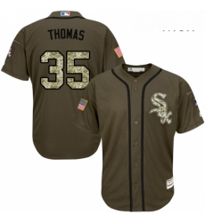 Mens Majestic Chicago White Sox 35 Frank Thomas Replica Green Salute to Service MLB Jersey