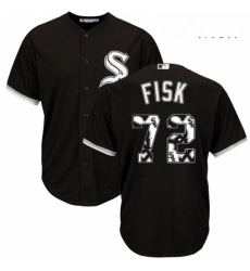 Mens Majestic Chicago White Sox 72 Carlton Fisk Authentic Black Team Logo Fashion Cool Base MLB Jersey