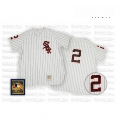 Mens Mitchell and Ness Chicago White Sox 2 Nellie Fox Replica White Throwback MLB Jersey