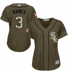 Womens Majestic Chicago White Sox 3 Harold Baines Replica Green Salute to Service MLB Jersey