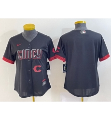 Women Cincinnati Reds Black 2023 City Connect With Patch Stitched Baseball Jersey