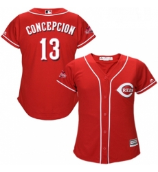 Womens Majestic Cincinnati Reds 13 Dave Concepcion Authentic Red Alternate Cool Base MLB Jersey