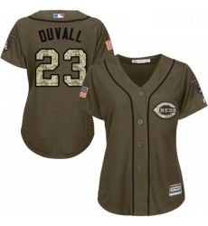 Womens Majestic Cincinnati Reds 23 Adam Duvall Authentic Green Salute to Service MLB Jersey