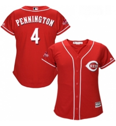 Womens Majestic Cincinnati Reds 4 Cliff Pennington Authentic Red Alternate Cool Base MLB Jersey 