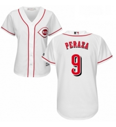 Womens Majestic Cincinnati Reds 9 Jose Peraza Authentic White Home Cool Base MLB Jersey 