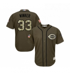 Youth Cincinnati Reds 33 Jesse Winker Authentic Green Salute to Service Baseball Jersey 