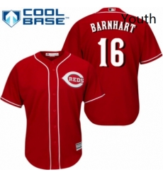 Youth Majestic Cincinnati Reds 16 Tucker Barnhart Replica Red Alternate Cool Base MLB Jersey 