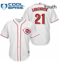 Youth Majestic Cincinnati Reds 21 Michael Lorenzen Replica White Home Cool Base MLB Jersey