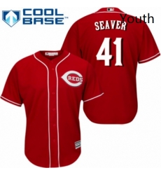 Youth Majestic Cincinnati Reds 41 Tom Seaver Replica Red Alternate Cool Base MLB Jersey 