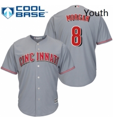 Youth Majestic Cincinnati Reds 8 Joe Morgan Authentic Grey Road Cool Base MLB Jersey